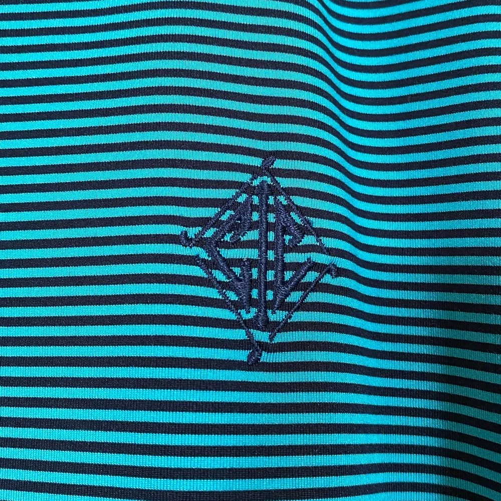Adidas Adipure Golf Striped Polo Shirt Blue Black XL EUC